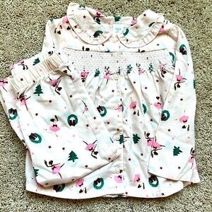 Janie & Jack Size 2T winter pj set. Super cute with ballerinas & smocking on top